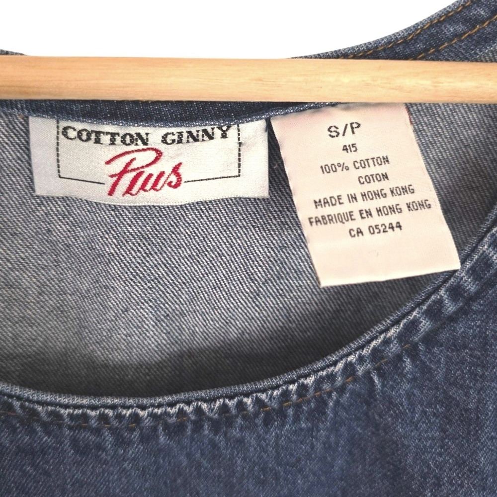 Vintage Cotton Ginny Plus Small Blue Denim Pinafore Dress 1X Sleeveless - Picture 4 of 5